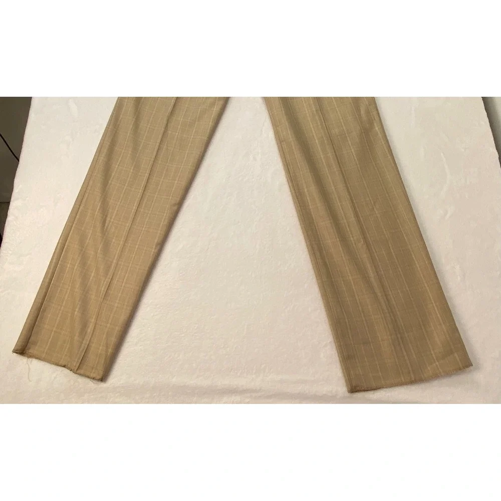 Giorgio Fiorelli Mens Tan Plaid Pleated Wide Leg Dress Pants 62016 Size 34 NWT‎